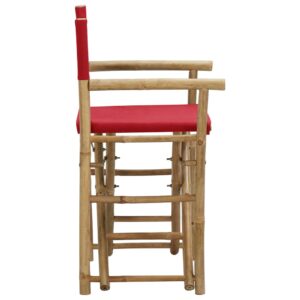 Aplusliving-Folding Director's Chairs 2 pcs Red Bamboo and Fabric