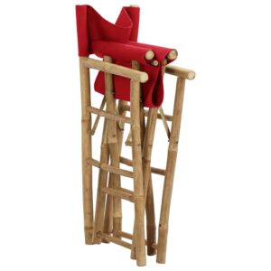 Aplusliving-Folding Director's Chairs 2 pcs Red Bamboo and Fabric