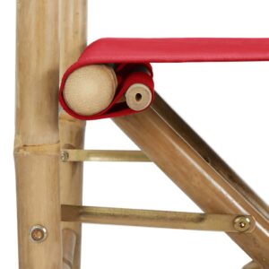 Aplusliving-Folding Director's Chairs 2 pcs Red Bamboo and Fabric