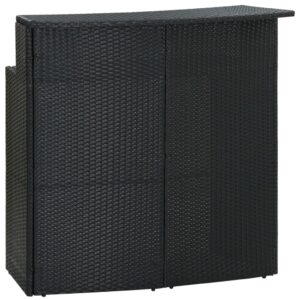Aplusliving-Garden Bar Table Black 120x55x110 cm Poly Rattan