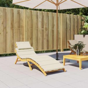 Aplusliving-Sun Lounger Cushion Cream 186x58x4cm Oxford Fabric