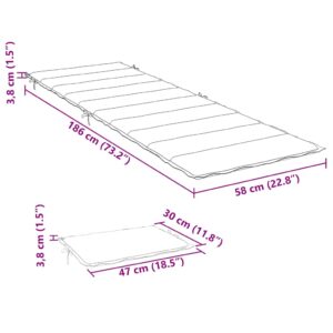 Aplusliving-Sun Lounger Cushion Cream 186x58x4cm Oxford Fabric