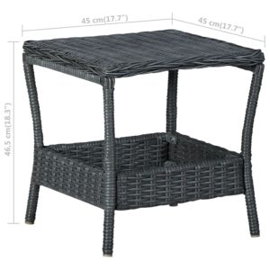 Aplusliving-Garden Table Dark Grey 45x45x46.5 cm Poly Rattan
