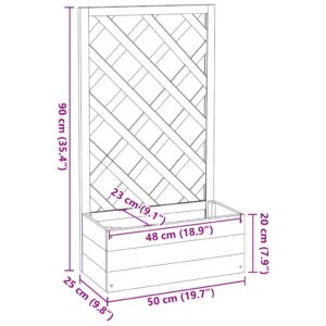 Aplusliving-Garden Trellis Planter Grey 50x25x90 cm Solid Firwood