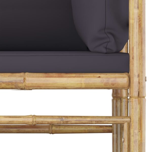 Aplusliving-4 Piece Garden Lounge Set with Dark Grey Cushions Bamboo