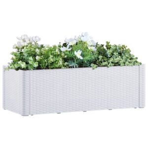 Aplusliving-Garden Raised Bed with Self Watering System White 100x43x33 cm