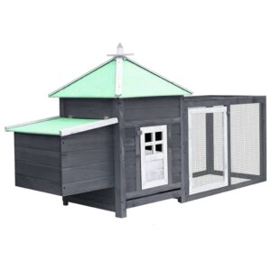 Aplusliving-Chicken Coop with Nest Box Grey 190x72x102 cm Solid Firwood