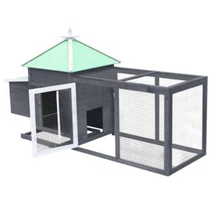 Aplusliving-Chicken Coop with Nest Box Grey 190x72x102 cm Solid Firwood