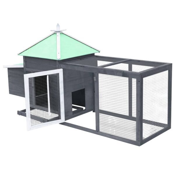 Aplusliving-Chicken Coop with Nest Box Grey 190x72x102 cm Solid Firwood