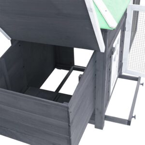 Aplusliving-Chicken Coop with Nest Box Grey 190x72x102 cm Solid Firwood