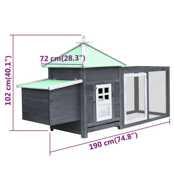 Aplusliving-Chicken Coop with Nest Box Grey 190x72x102 cm Solid Firwood