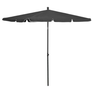 Aplusliving-Garden Parasol with Pole 210x140 cm Anthracite