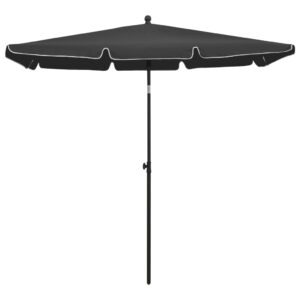 Aplusliving-Garden Parasol with Pole 210x140 cm Anthracite
