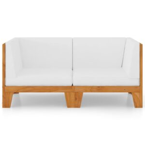 Aplusliving-2-Seater Sofa with Cream White Cushions Solid Acacia Wood