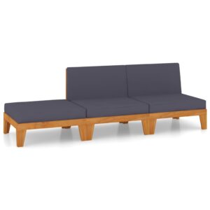 Aplusliving-3 Piece Garden Lounge Set with Cushions Solid Acacia Wood