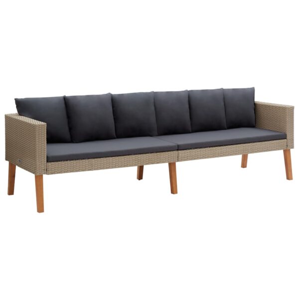 Aplusliving-2 Piece Garden Lounge Set with Cushions Poly Rattan Beige