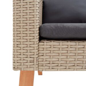Aplusliving-2 Piece Garden Lounge Set with Cushions Poly Rattan Beige