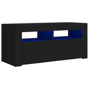 Aplusliving-TV Cabinet with LED Lights Black 90x35x40 cm