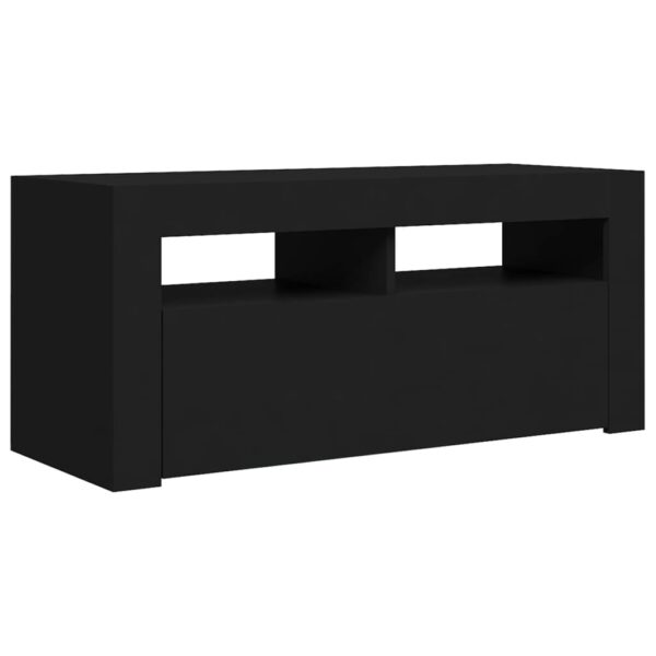 Aplusliving-TV Cabinet with LED Lights Black 90x35x40 cm