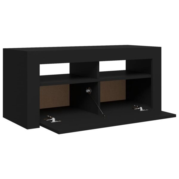 Aplusliving-TV Cabinet with LED Lights Black 90x35x40 cm