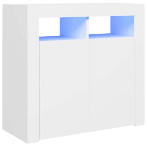 Aplusliving-Sideboard with LED Lights White 80x35x75 cm