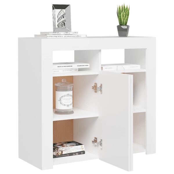 Aplusliving-Sideboard with LED Lights White 80x35x75 cm