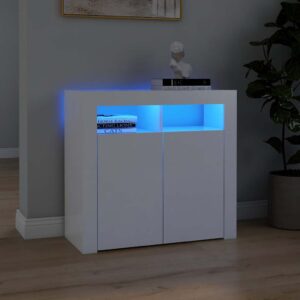 Aplusliving-Sideboard with LED Lights White 80x35x75 cm