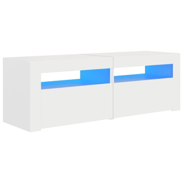 Aplusliving-TV Cabinet with LED Lights White 120x35x40 cm