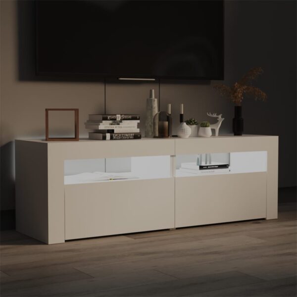 Aplusliving-TV Cabinet with LED Lights White 120x35x40 cm