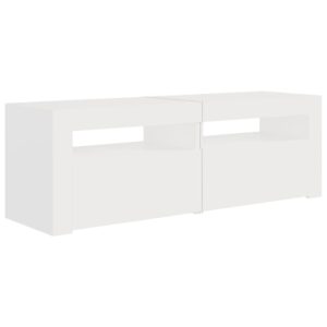 Aplusliving-TV Cabinet with LED Lights White 120x35x40 cm