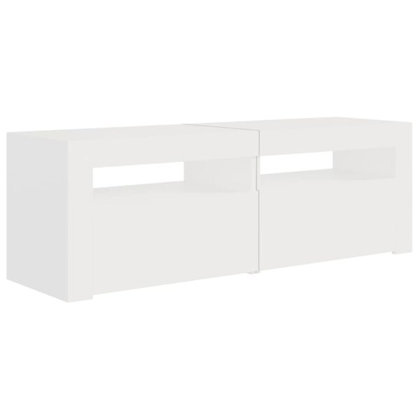 Aplusliving-TV Cabinet with LED Lights White 120x35x40 cm