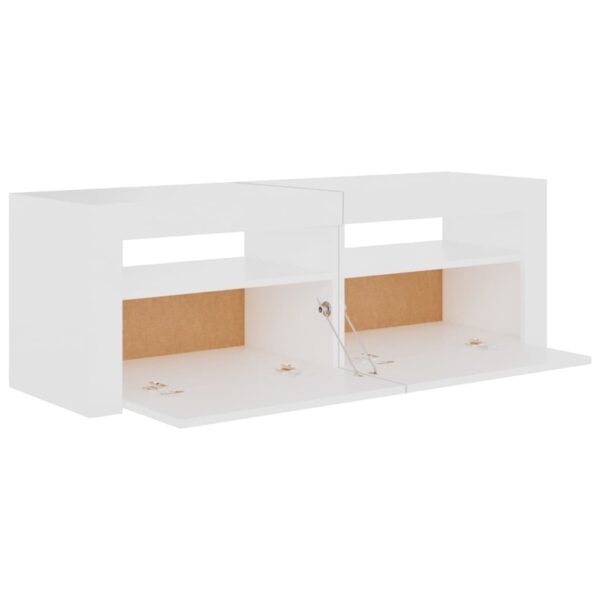 Aplusliving-TV Cabinet with LED Lights White 120x35x40 cm