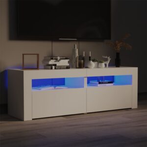 Aplusliving-TV Cabinet with LED Lights White 120x35x40 cm