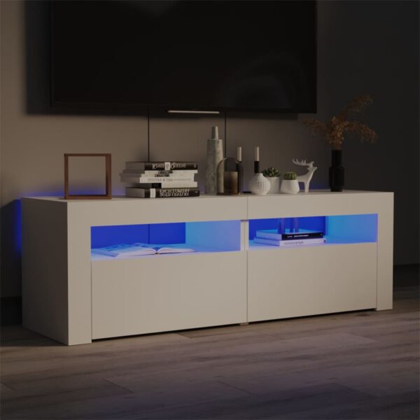 Aplusliving-TV Cabinet with LED Lights White 120x35x40 cm