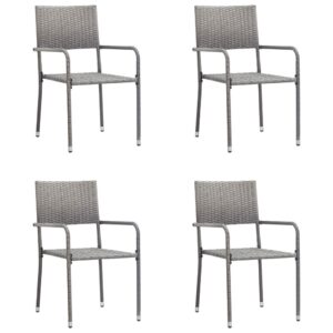 Aplusliving-5 Piece Garden Dining Set Poly Rattan Anthracite & Grey