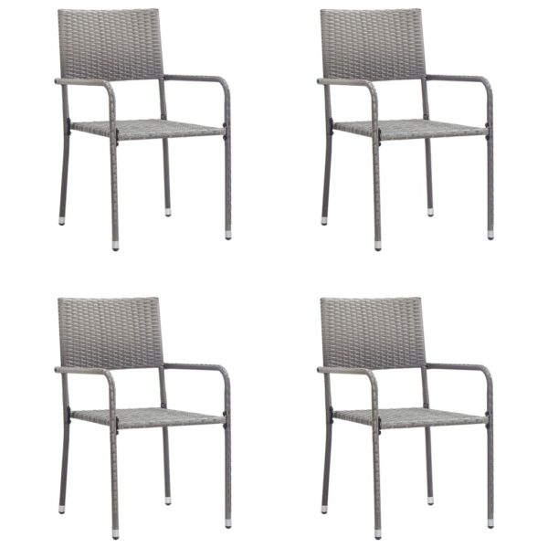 Aplusliving-5 Piece Garden Dining Set Poly Rattan Anthracite & Grey