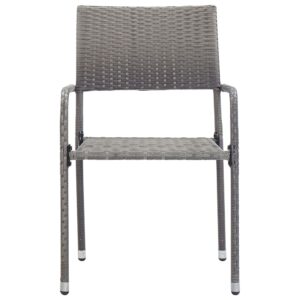 Aplusliving-5 Piece Garden Dining Set Poly Rattan Anthracite & Grey