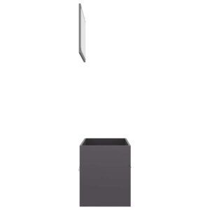 Aplusliving-2 Piece Bathroom Furniture Set High Gloss Grey Engineered Wood