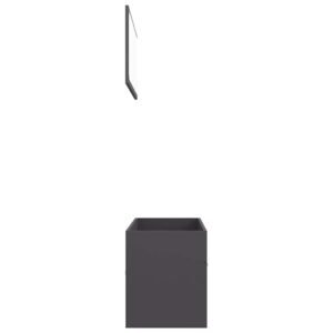 Aplusliving-2 Piece Bathroom Furniture Set High Gloss Grey Engineered Wood