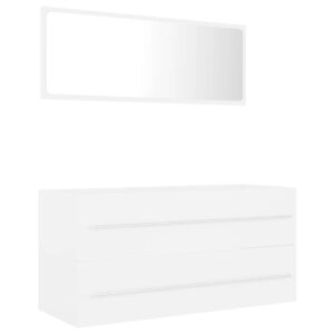 Aplusliving-2 Piece Bathroom Furniture Set White Engineered Wood