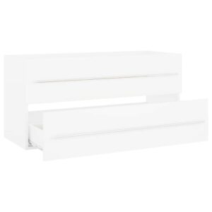 Aplusliving-2 Piece Bathroom Furniture Set White Engineered Wood