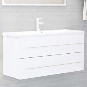 Aplusliving-2 Piece Bathroom Furniture Set White Engineered Wood
