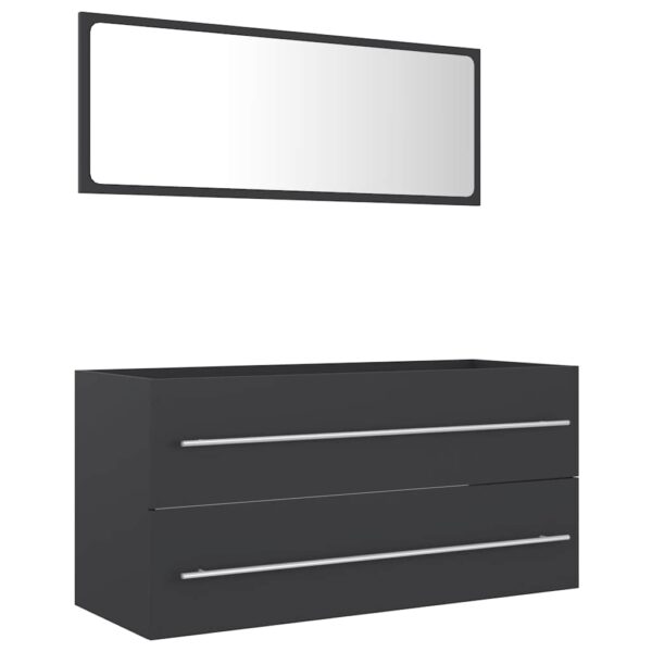 Aplusliving-2 Piece Bathroom Furniture Set Grey Engineered Wood