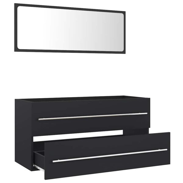Aplusliving-2 Piece Bathroom Furniture Set Grey Engineered Wood