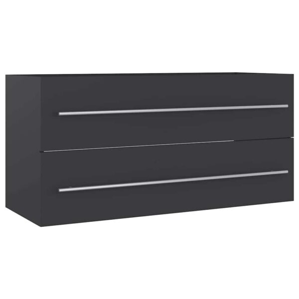 Aplusliving-2 Piece Bathroom Furniture Set Grey Engineered Wood