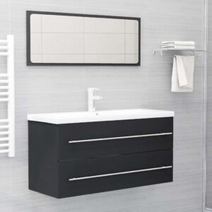 Aplusliving-2 Piece Bathroom Furniture Set Grey Engineered Wood