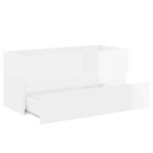 Aplusliving-2 Piece Bathroom Furniture Set High Gloss White Engineered Wood