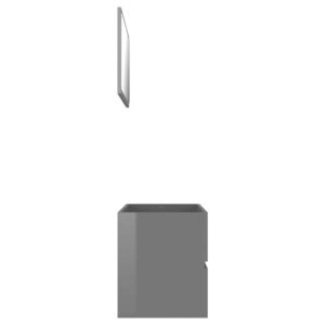Aplusliving-2 Piece Bathroom Furniture Set High Gloss Grey Engineered Wood