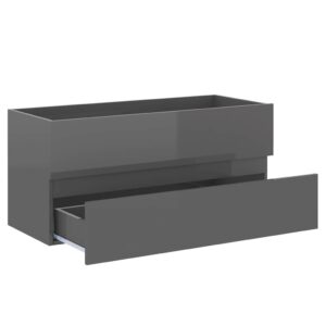 Aplusliving-2 Piece Bathroom Furniture Set High Gloss Grey Engineered Wood