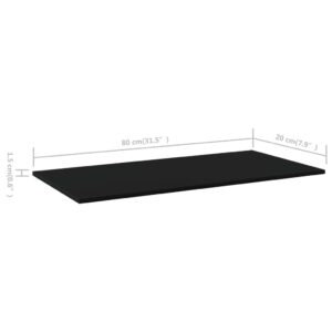 Aplusliving-Bookshelf Boards 4 pcs Black 80x20x1.5 cm Engineered Wood